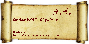 Anderkó Alpár névjegykártya